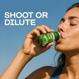 Desk-side shot of Green Ritual Shot ready to support a nutrient-dense day