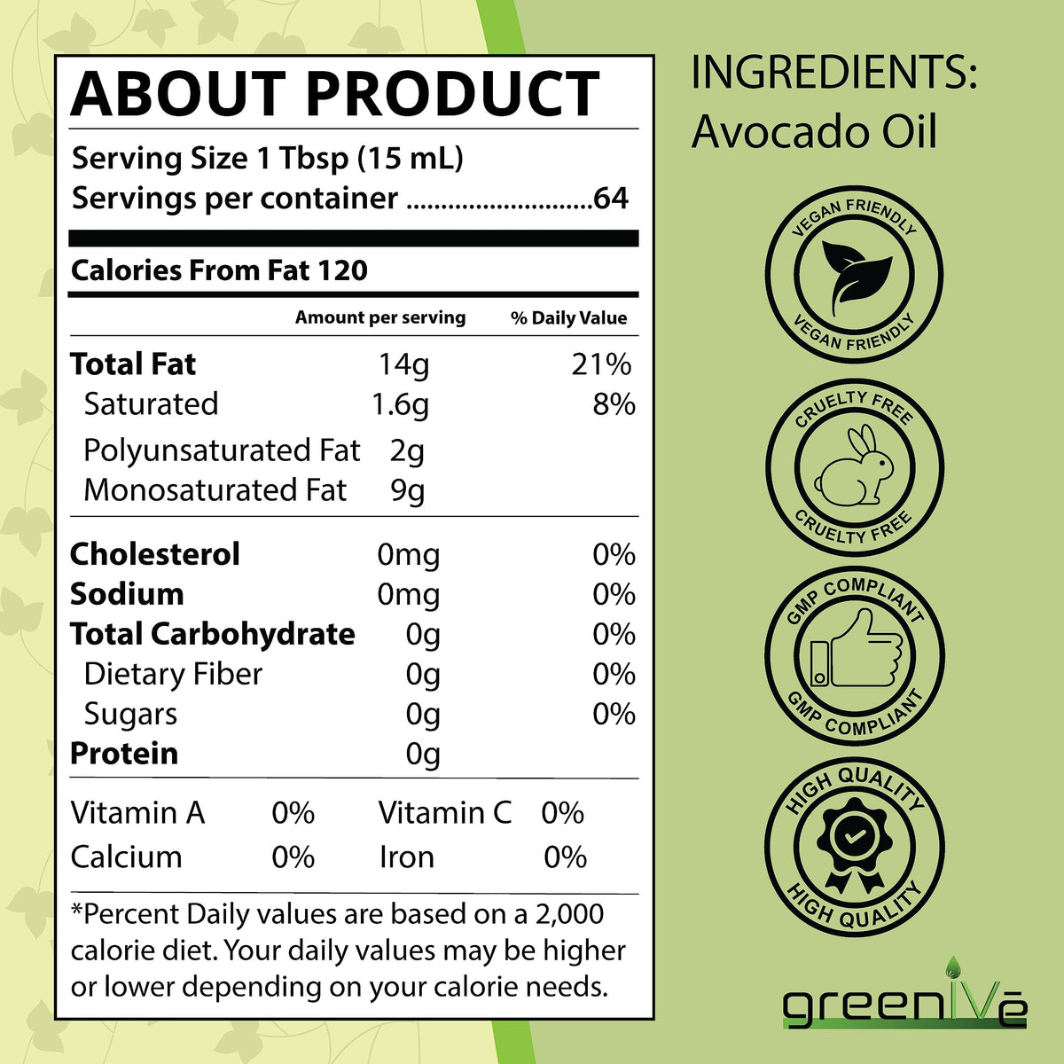 GreenIVe Avocado Oil for baking with light textures