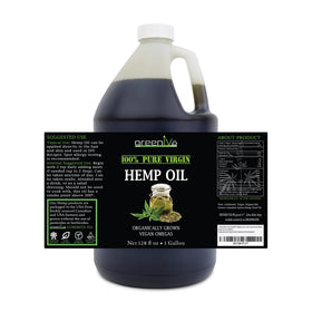 GreenIVe cold-pressed hemp seed oil with a nutty aroma and green hue.