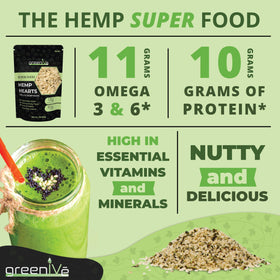 GreenIVe Hemp Hearts omega-3 and omega-6 balance for meals.