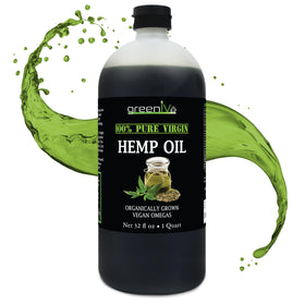 GreenIVe hemp oil bottle 32oz highlights cold-pressed hemp seed oil for daily use.