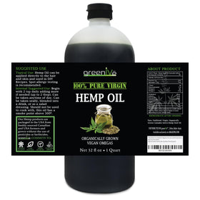 GreenIVe hemp oil label closeup shows quality markers and natural sourcing.
