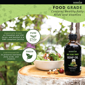 GreenIVe hemp oil glass bottle illustrates clean, plant-based goodness.