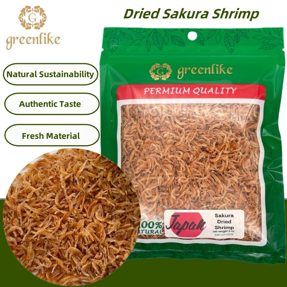 Greenlike wild-caught Sakura shrimp close-up, showing natural texture for umami toppings