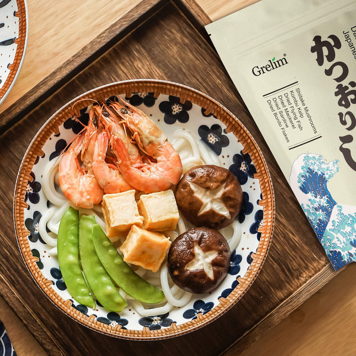 Grelim Dashi kombu kelp pieces enhance stock clarity and depth.