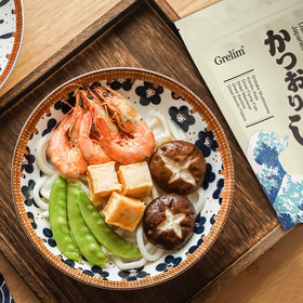 Grelim Dashi kombu kelp pieces enhance stock clarity and depth.