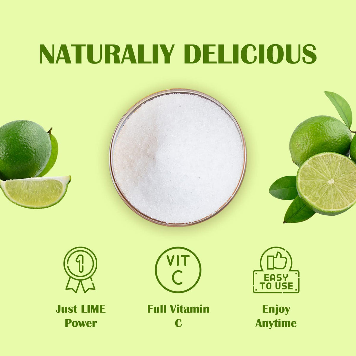 Grelim freeze-dried lime juice powder jar preserves fresh lime taste for storage