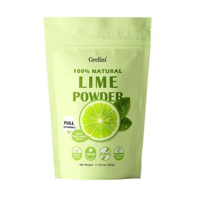 Grelim lime powder bottle showing convenient citrus flavor for beverages