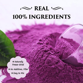 Powder blends into smoothies for a rich, colorful beverage.
