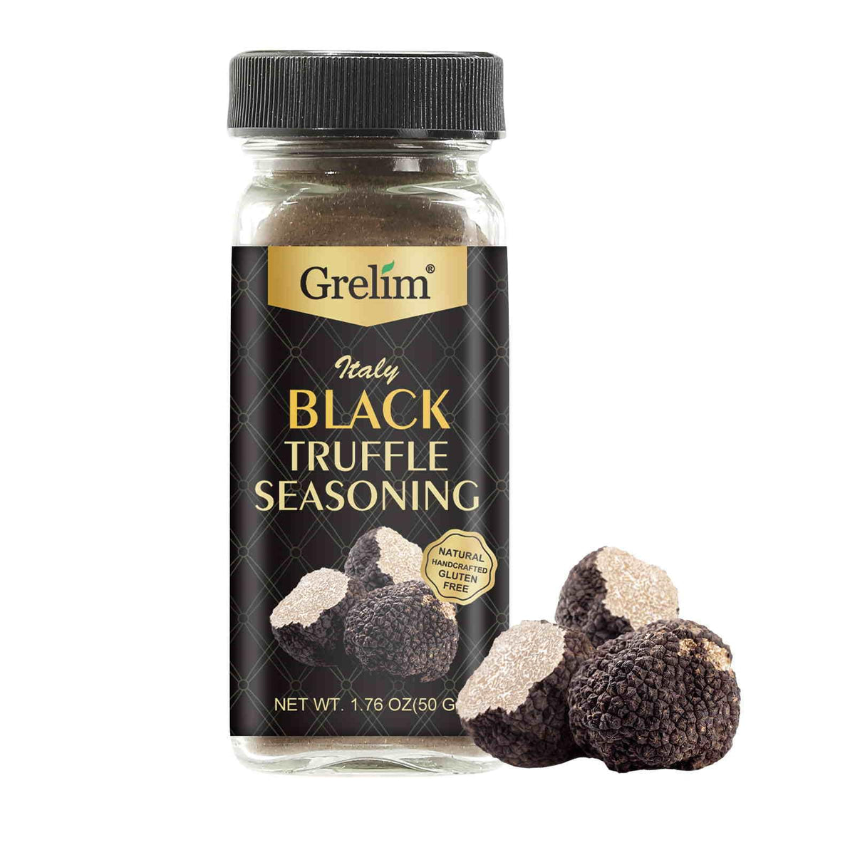 GRELIM Premium Truffle Seasoning jar adds rich aroma to sauces and pastas.