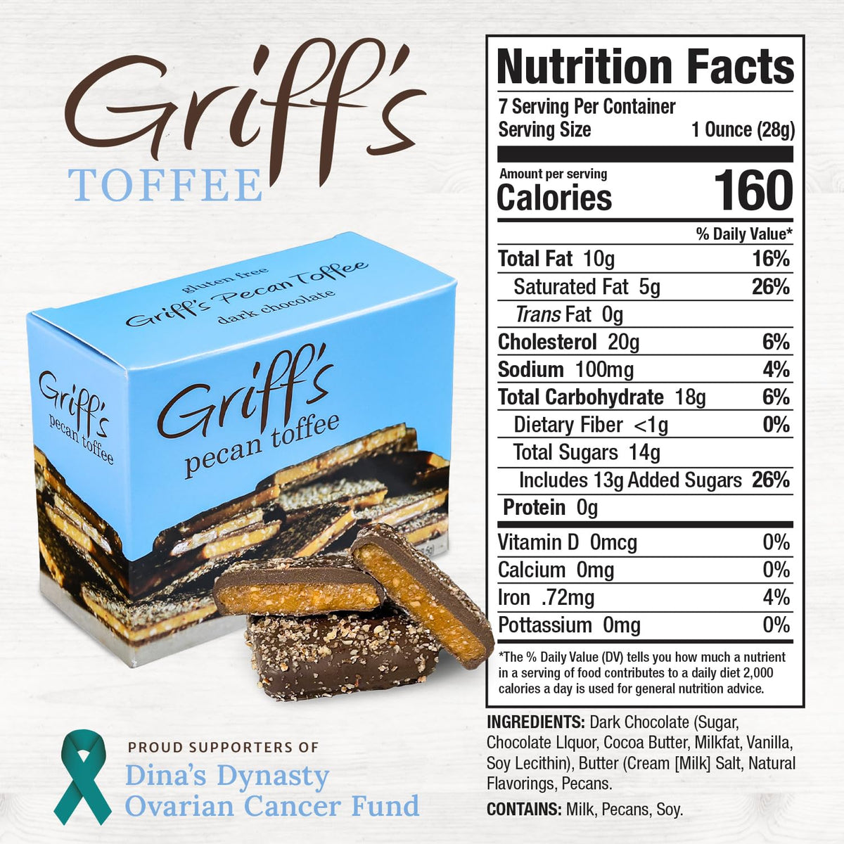 Griff's Coffee Toffee traditional English-toffee bites; perfect gift and snack.