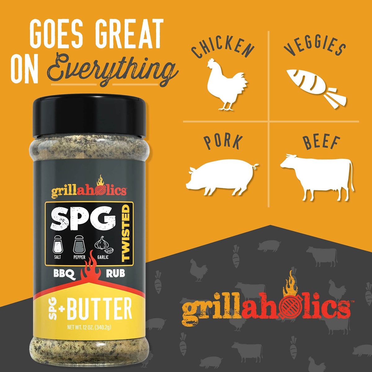 Grillaholics SPG Butter ingredients close-up showing sea salt and pepper.