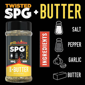 Grillaholics SPG Butter on poultry dish for versatile seasoning.