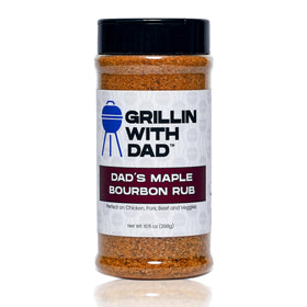 Grillin With Dad Maple Bourbon Rub bottle showing glossy finish for flavorful grilling