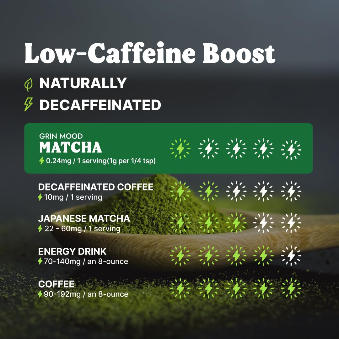 GRIN MOOD Decaffeinated matcha cup, smooth flavor without caffeine.