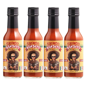 Gringo Bandito Original hot sauce four-pack on display for bold flavor