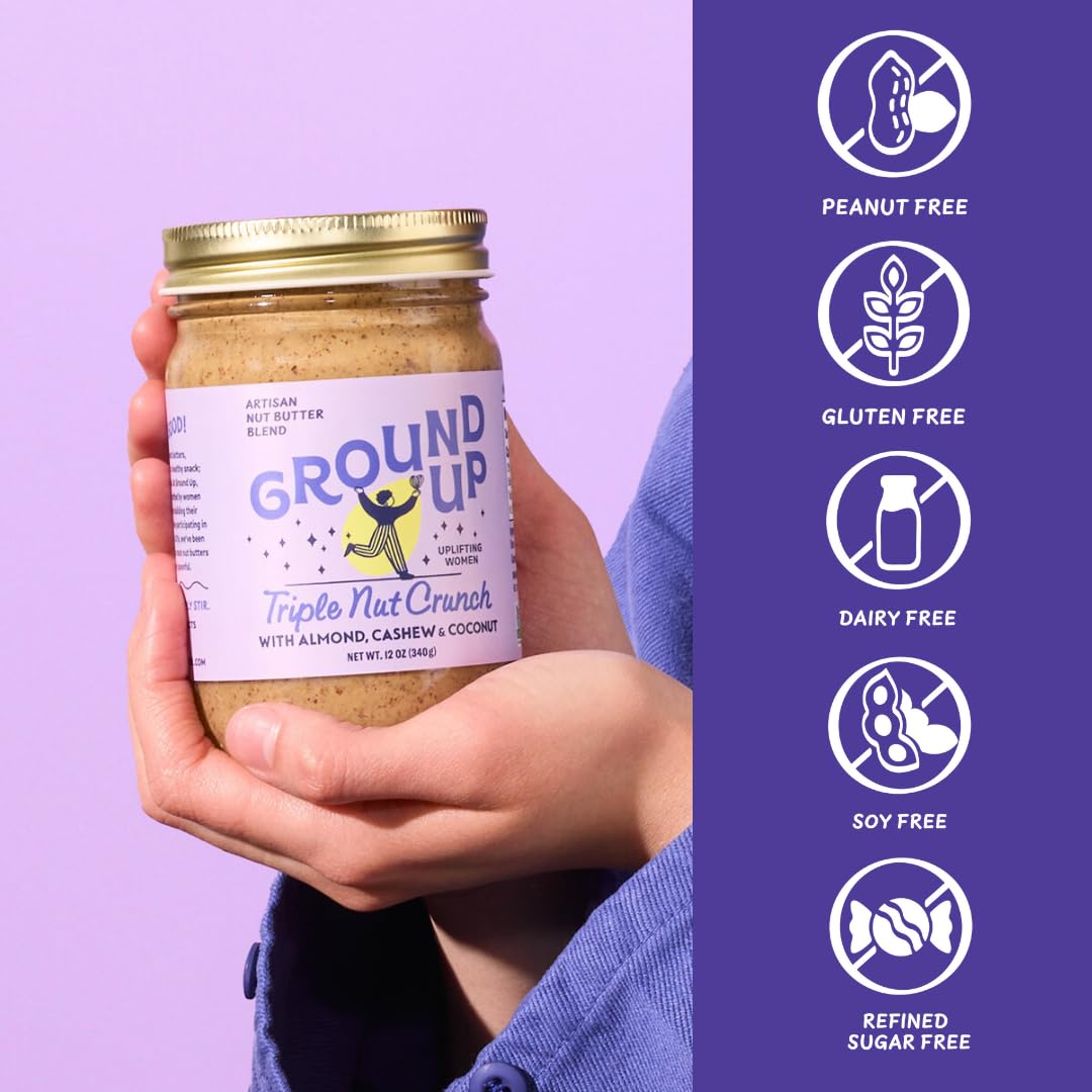 Ground Up nut butter on toast image showcases creamy spread for breakfast.