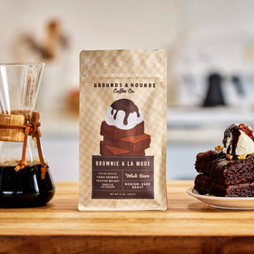 Grounds & Hounds Brownie A La Mode notes: fudge brownie with vanilla hints.