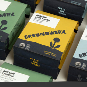 Groundwork brewing setup showing drip brew with Lucky Jack.