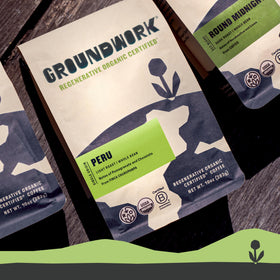 Groundwork Peru coffee beans macro shot—aroma notes and roast depth.