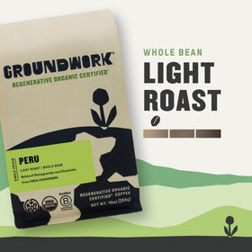 Groundwork Peru regenerative-organic label close-up—certified sustainability supporting farmers.