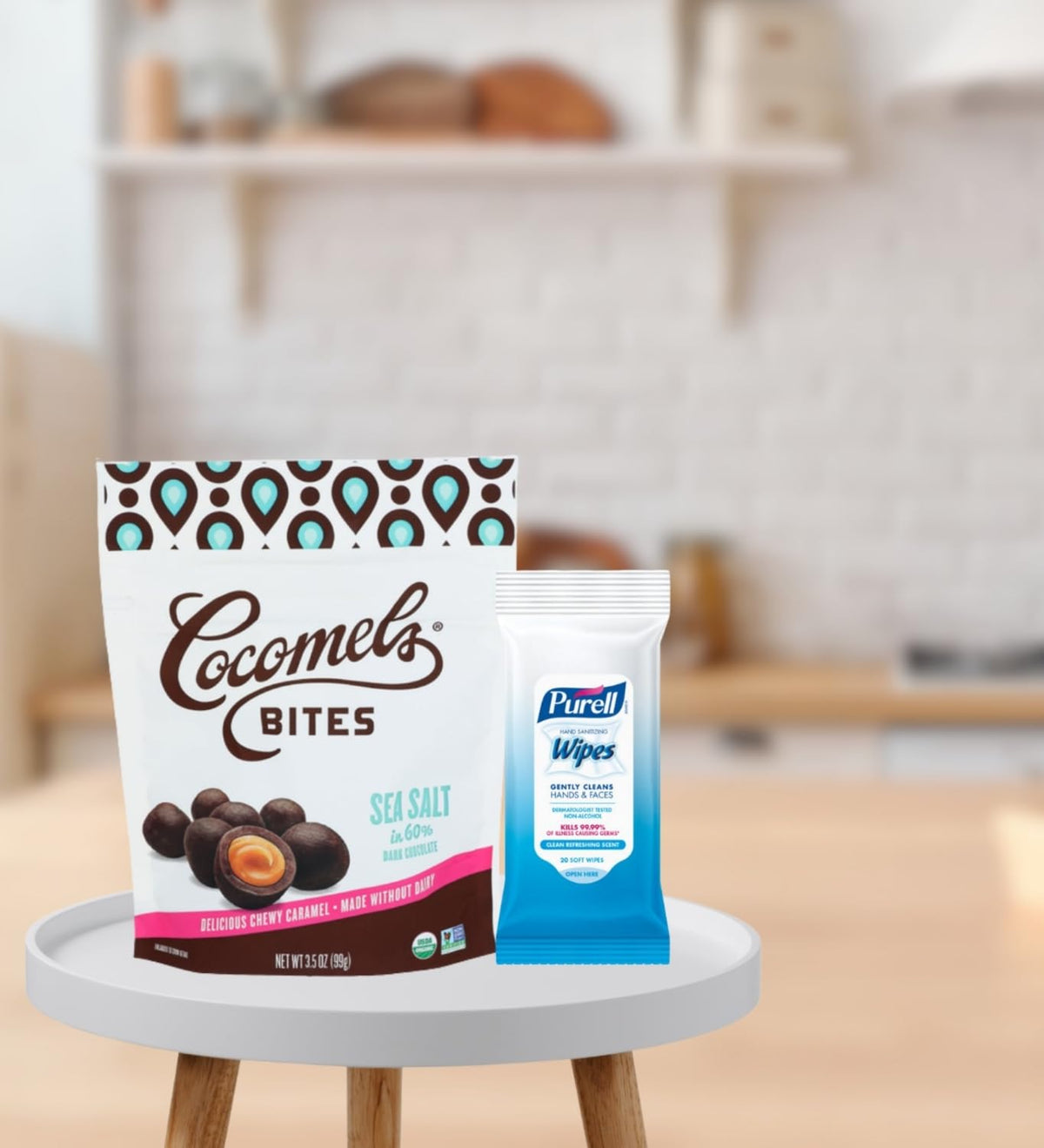 Chewy coconut caramel center inside Grove Cocomels Sea Salt Bites.