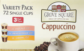 Grove Square cappuccino pods caramel 24-pack enhances sweet café style at home.