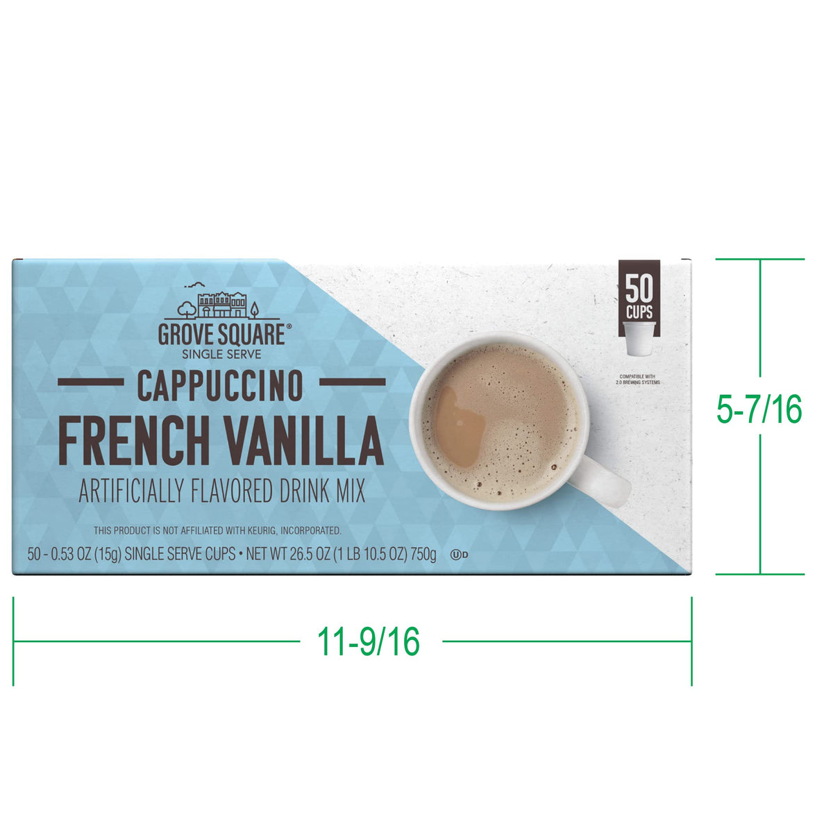 Grove Square Cappuccino Pods packaging variation for convenient storage