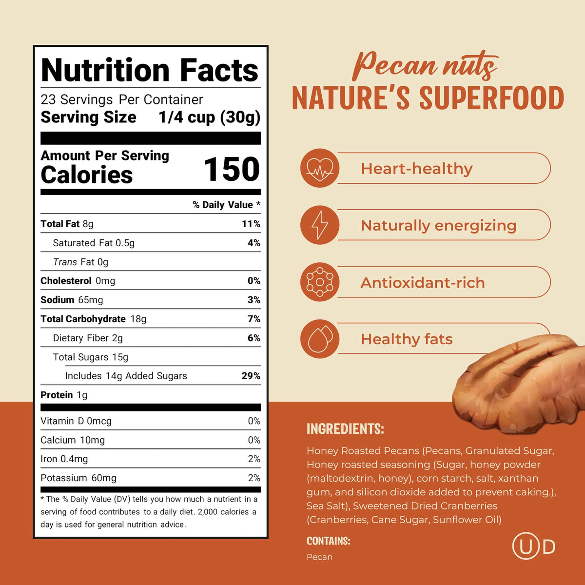 La Nogalera pecan and cranberry mix adds texture to yogurt or snacking.