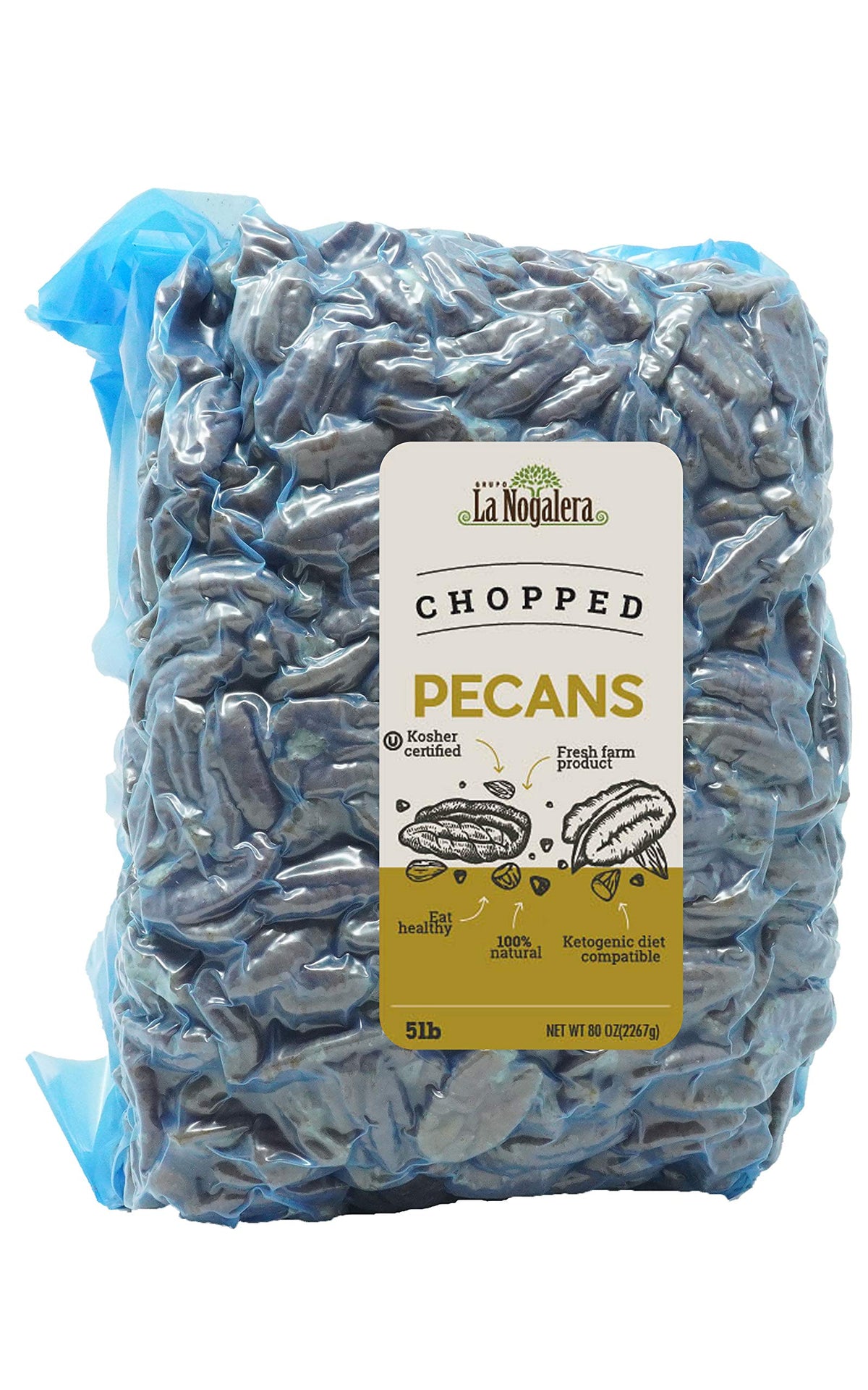 Grupo La Nogalera chopped raw pecans 5lb for baking and toppings