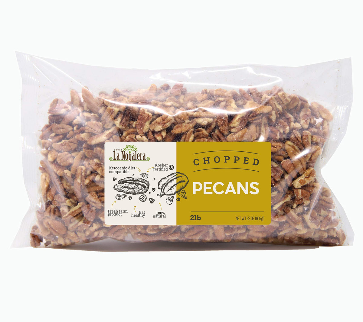 Grupo La Nogalera raw pecans closeup – rich flavor and natural texture.