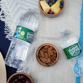 Gsuila Poland Spring mini water bottles offer crisp refreshment on hot days.