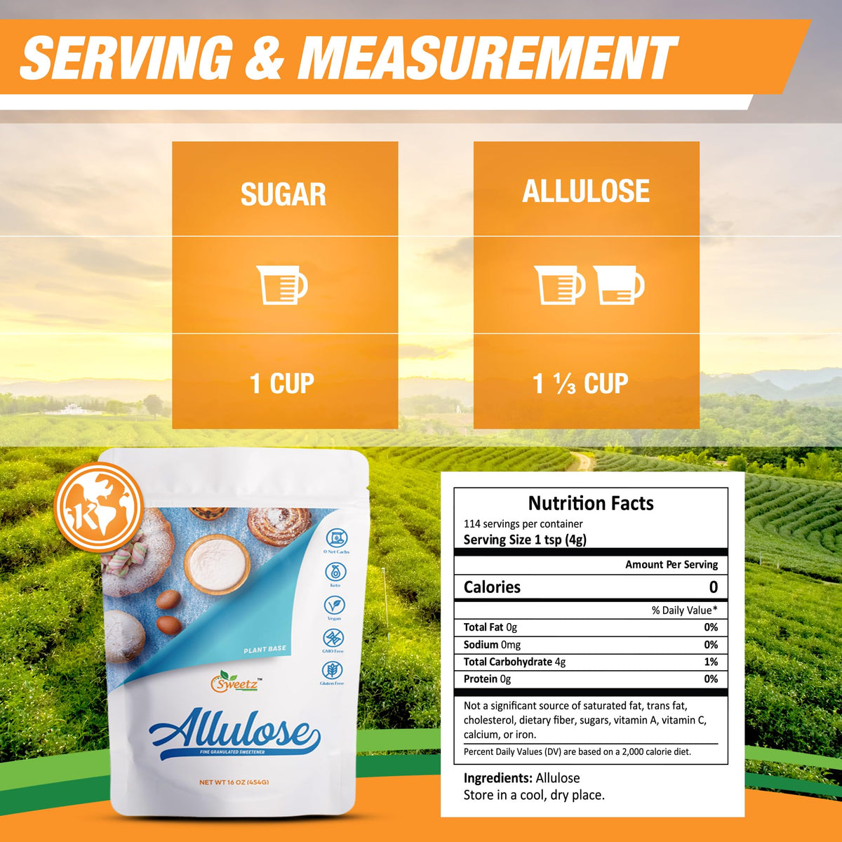 Measuring scoop of G-Sweetz Allulose for precise sugar-free portions