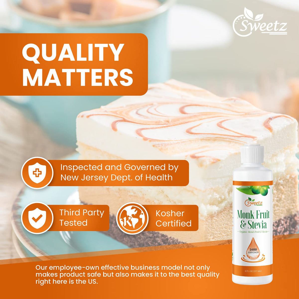 G-Sweetz monk-fruit-stevia aids convenient sweetening in cooking and smoothies.