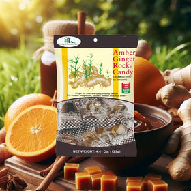 GT Amber Ginger Rock Candy 4-pack on shelf, travel-ready snack