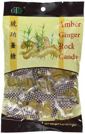 GT Amber Ginger Rock Candy 8-pack front view highlighting natural ginger flavor.