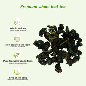 Brewing guide for GTGLOTRA oolong tea.