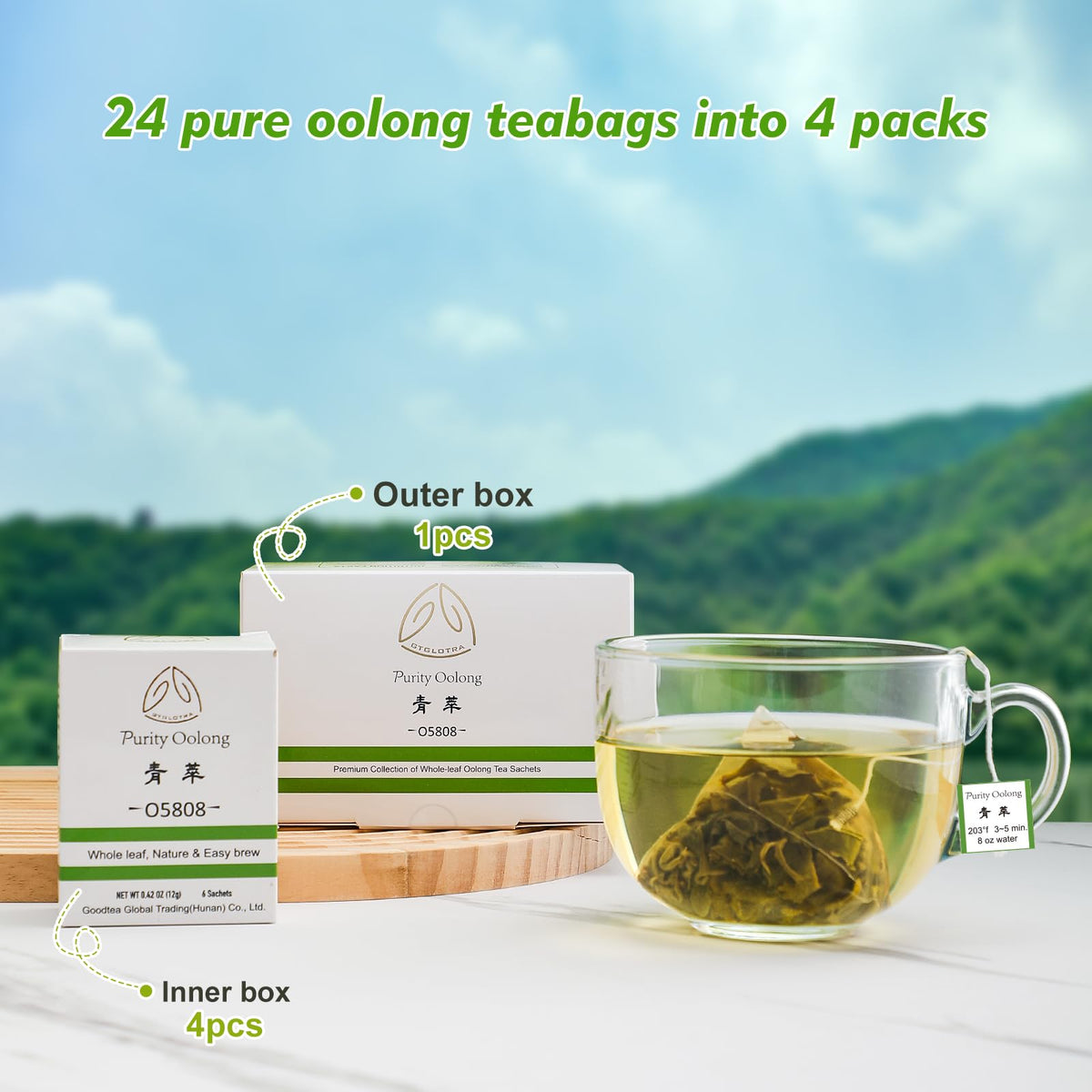 GTGLOTRA tea bags offer a caffeine-alternative morning lift.