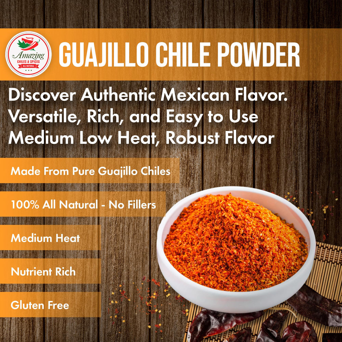 Guajillo powder spice scoop precise measurement for meat rubs and stews.