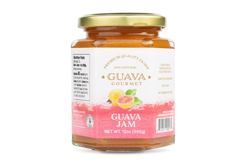 Guava Gourmet Guava Jam jar on a wooden tray highlighting tropical flavor