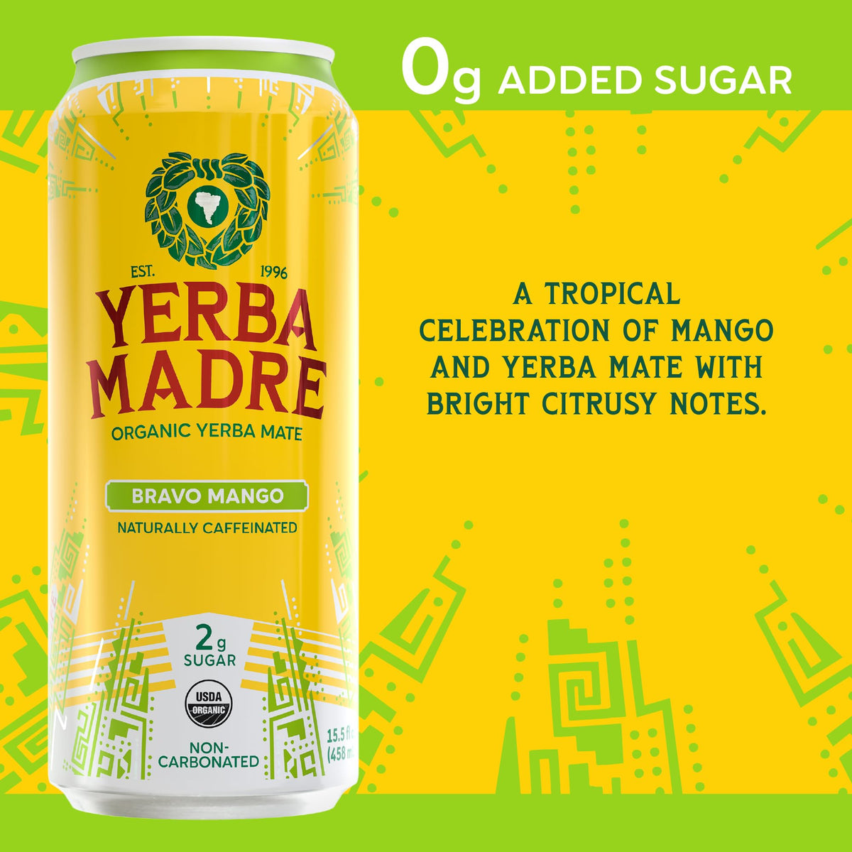 Guayaki Yerba Madre Bravo Mango can ready to refresh with balanced caffeine.