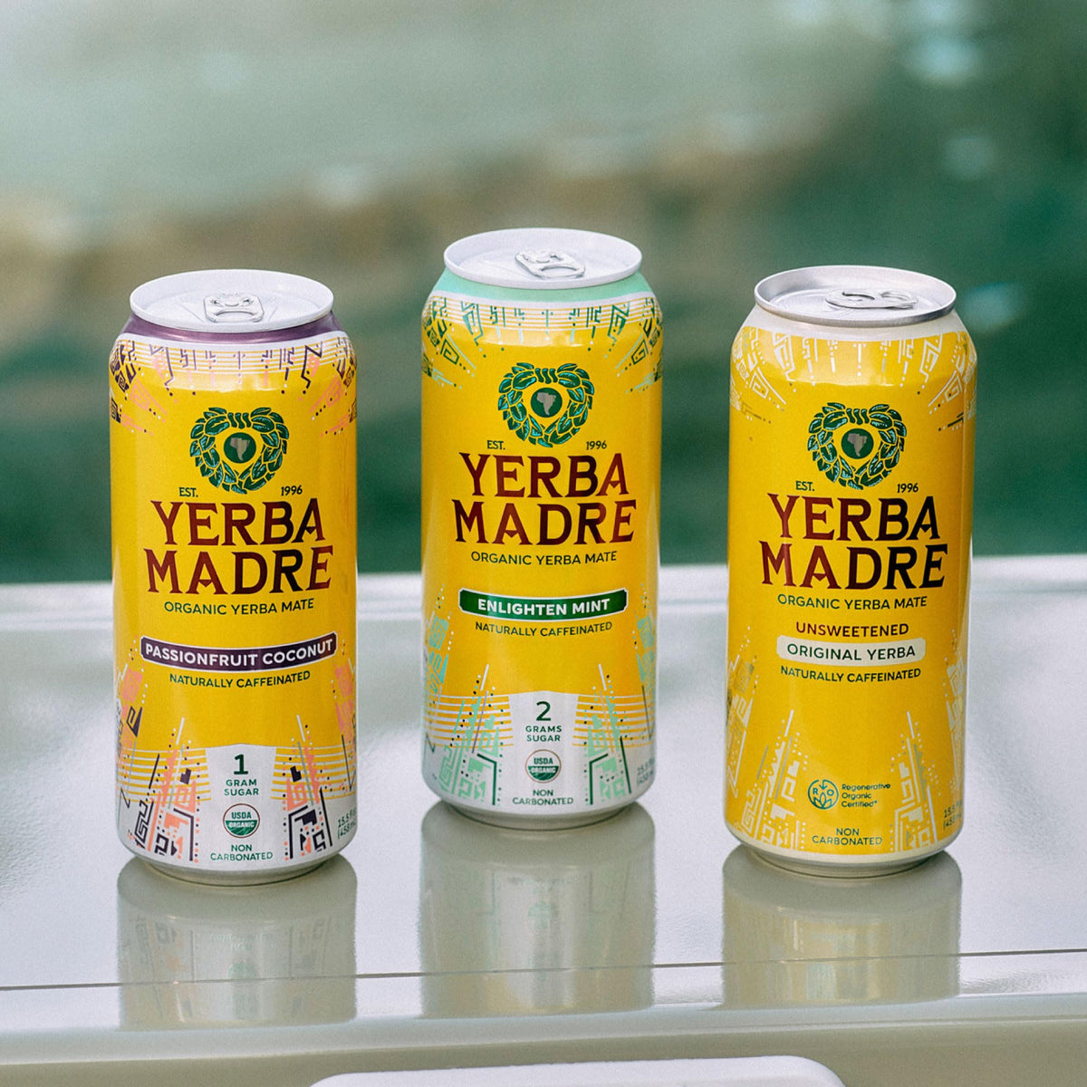 Guayaki Yerba Madre caffeine info — 150mg per can