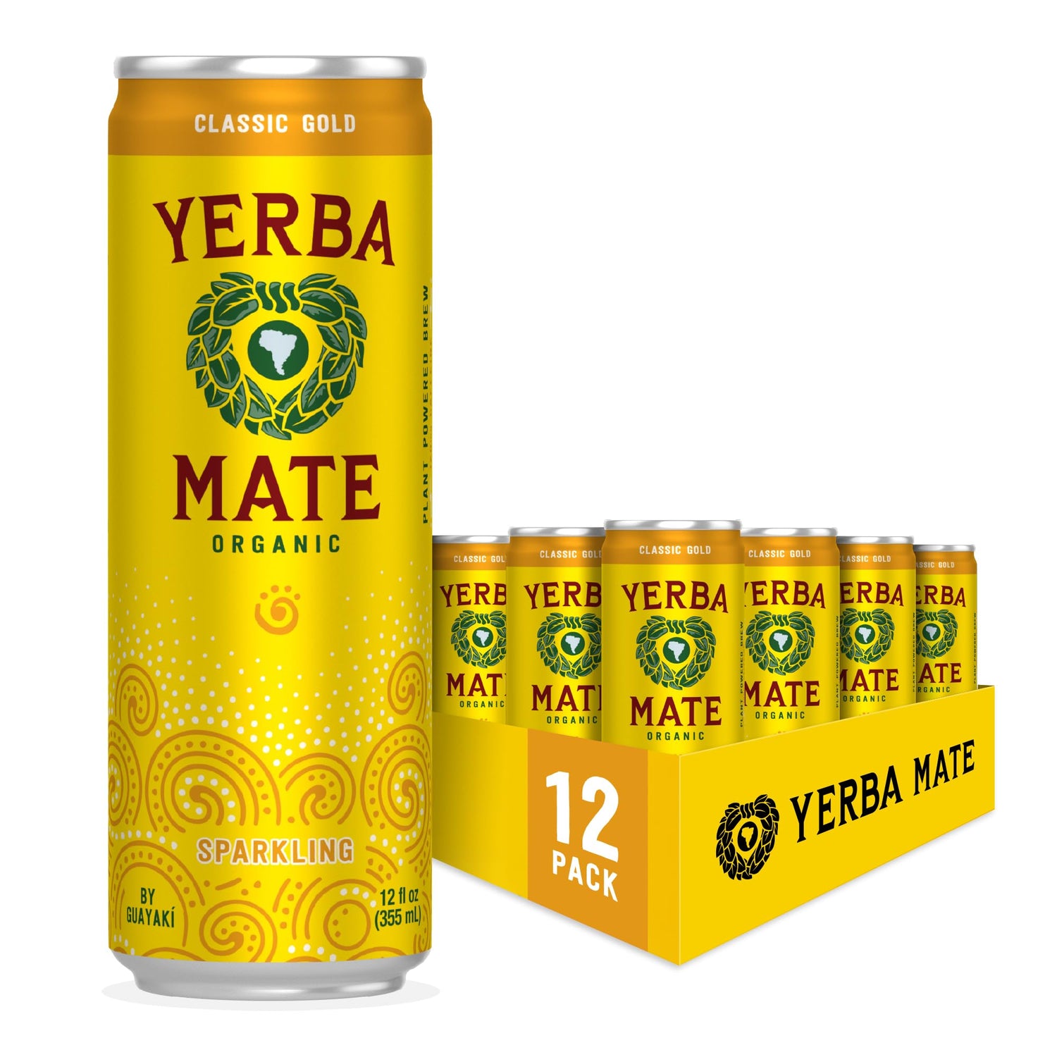 Guayaki Yerba Madre Classic Gold bottle label shows bold refreshing energy