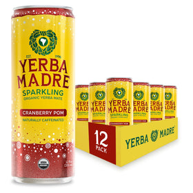 Guayaki Yerba Madre Cranberry Pom sparkling can, refreshing energy boost on the go