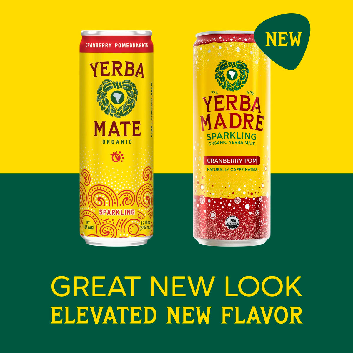 Guayaki Yerba Madre Cranberry Pom sparkling pour close-up showing tart-sweet flavor