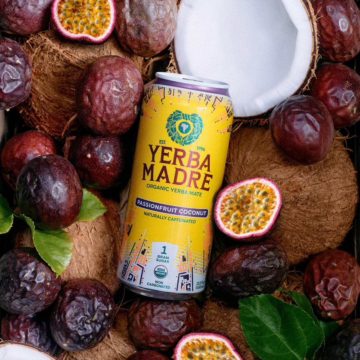 Guayaki Yerba Madre ingredients visual highlighting natural caffeine and polyphenols