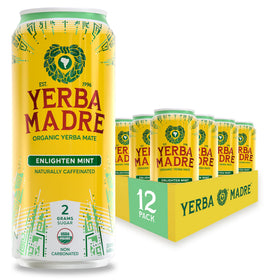 Guayaki Yerba Madre pack of 12 cans signals steady energy and focus.