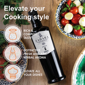 Oleificio Guccione Zahara EVOO pour over bread promotes fresh, fruity Sicilian aroma.