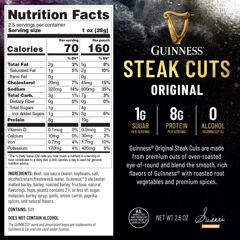 Guinness Steak Cuts Chocolate flavor jerky with cacao-infused notes for a gourmet bite.