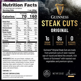 Guinness Steak Cuts Chocolate flavor jerky with cacao-infused notes for a gourmet bite.